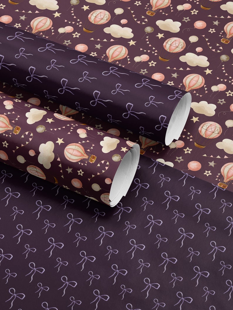 Purple Bow Wrapping Paper Cute Gift Wrap Christmas Decor Elegant Gift Wrap Ballet Decor Ballerina Wrapping Paper Kid Birthday Party Favor