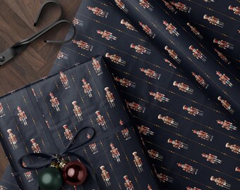 Nutcracker Wrapping Paper Roll Christmas Gift Wrap Moody Wrapping Paper Nutcracker Gift Wrap Blue Wrapping Paper Elegant Gift Wrap for Kid