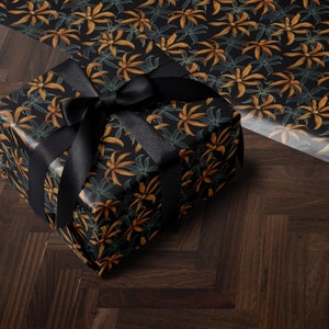 Moody Floral Print Wrapping Paper Birthday Gift Package for Her Elegant Gift Wrap Wedding Packaging Paper Tropical Party Decor Moody Flower