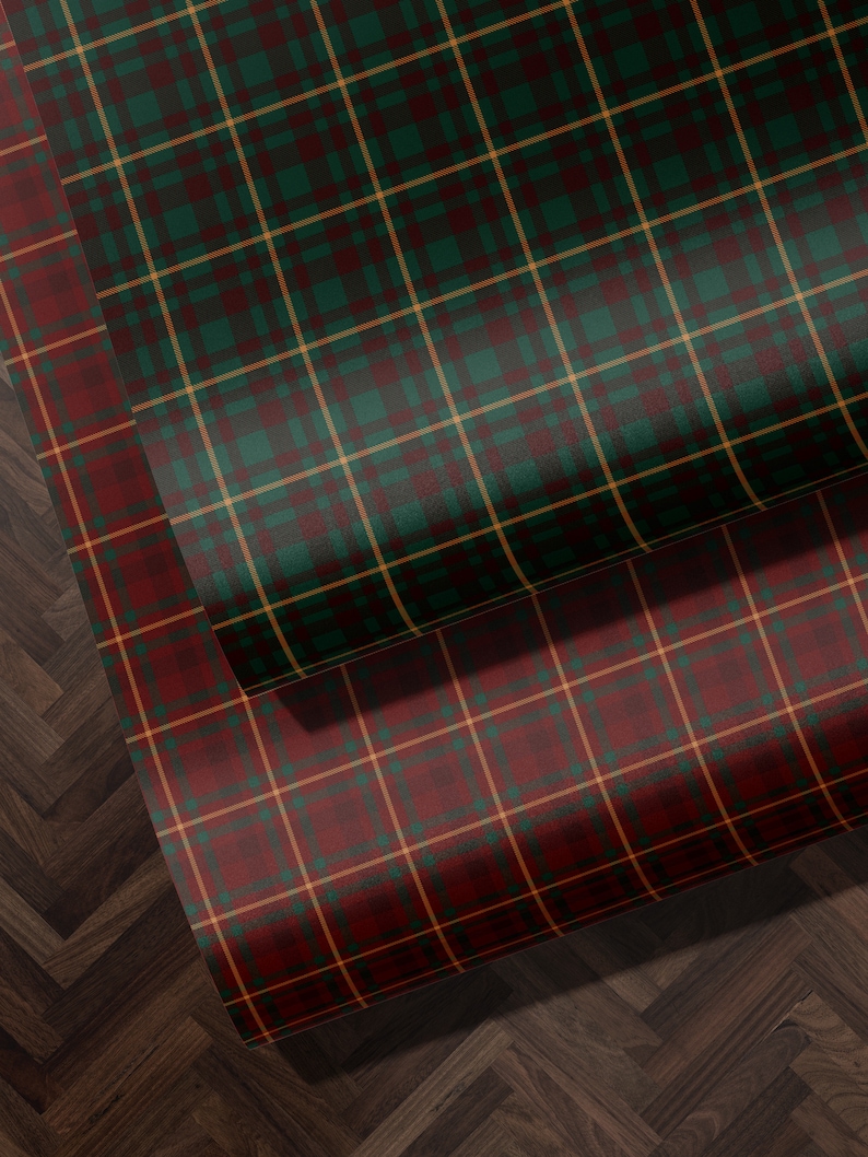 Traditional Christmas Plaid Wrapping Paper Holiday Gift Wrap Tartan Gift Wrap Green Christmas Gift Wrap Christmas Wrapping Paper Plaid
