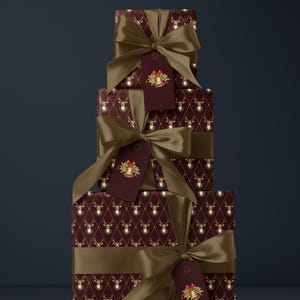 Holiday Reindeer Gift Wrap Christmas Present Gift Wrap Festive Decor Christmas Wrapping Paper Roll Deer Design Holiday Decor Christmas Paper