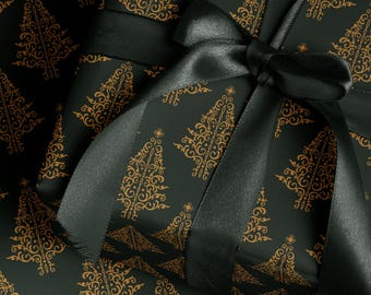 Green Christmas Wrapping Paper Tree Gift Wrap Festive Decor Christmas Wrapping Paper Roll Holiday Gift Wrap Christmas Present Holiday Decor