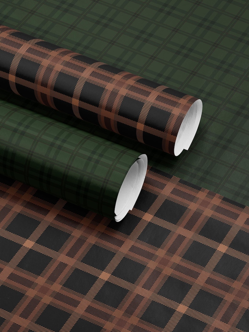 Brown Plaid Wrapping Paper Holiday Gift Wrap Christmas Present Wrapping Idea Christmas Party Gift Vintage Wrapping Paper Premium Gift Wrap