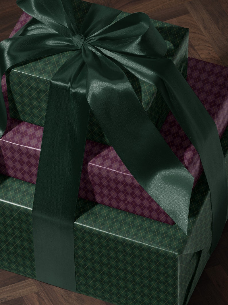 Green Wrapping Paper Plaid Gift Wrap Christmas Gift Wrapping Paper Holiday Gift Wrap Argyle Wrapping Paper Green Plaid Gift Wrap for Him