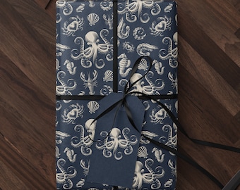 Octopus Gift Wrapping Paper Ocean Life Art Underwater Print Wrapping Paper Pattern Octopus Art Sea Life Gift Octopus Decor Scrapbook Paper