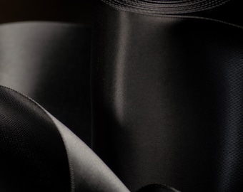 Black Ribbon 4 Inch Satin Ribbon Gift Wrapping Ribbon for Large Bows Wedding Gift Decor Holiday Packaging Luxury Wide Ribbon Double Faced