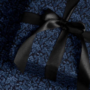 Blue Flower Gift Wrap Dark Blue Floral Damask Design Flower Wrapping Paper Botanical Gift Wrap for Her Wrapping Paper Wedding Gift Idea