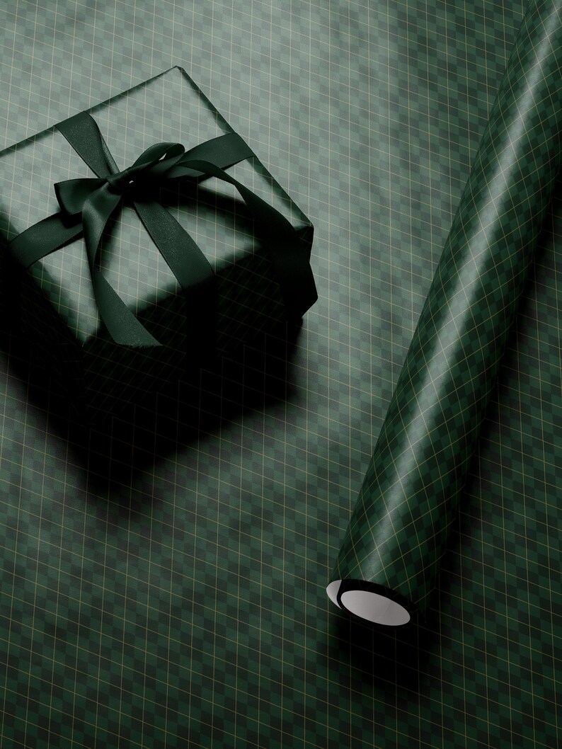 Green Wrapping Paper Plaid Gift Wrap Christmas Gift Wrapping Paper Holiday Gift Wrap Argyle Wrapping Paper Green Plaid Gift Wrap for Him