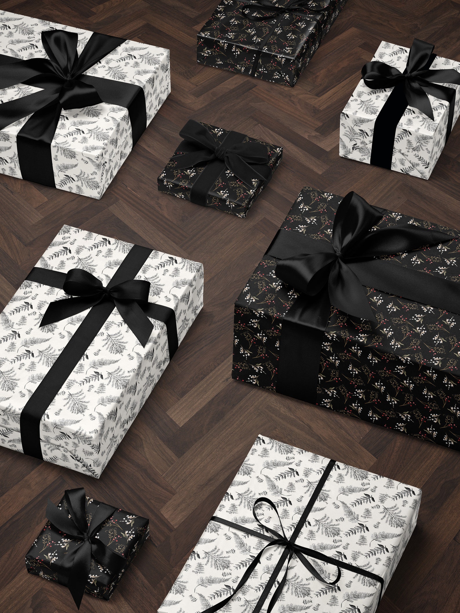 Festive Christmas Wrapping Paper Holiday Gift Wrap Flower Gift Wrap ...