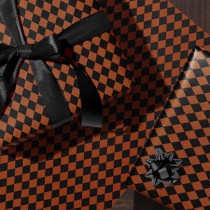 Halloween Wrapping Paper Fall Gift Wrap Orange and Black Paper Harlequin Design October Birthday Gift Wrap Roll Autumn Wrapping Paper Print