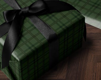 Green Plaid Wrapping Paper Holiday Gift Wrap Tartan Gift Wrap Traditional Christmas Gift Wrap Christmas Wrapping Paper Green Gift Wrap Green