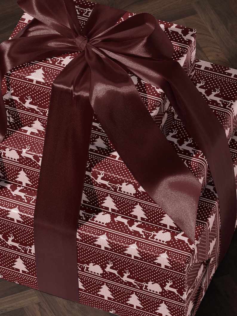 Christmas Sweater Wrapping Paper Santa Sleigh and Reindeer Gift Wrap Ugly Christmas Sweater Design Cozy Christmas Decor Holiday Gift Wrap