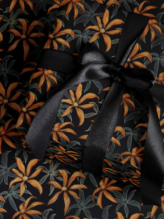 Moody Floral Print Wrapping Paper Birthday Gift Package for Her Elegant Gift Wrap Wedding Packaging Paper Tropical Party Decor Moody Flower
