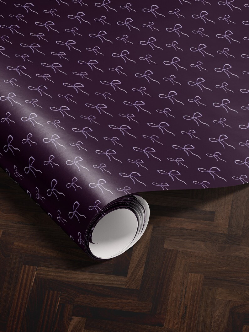 Purple Bow Wrapping Paper Cute Gift Wrap Christmas Decor Elegant Gift Wrap Ballet Decor Ballerina Wrapping Paper Kid Birthday Party Favor