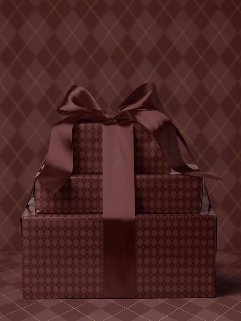 Red Diamond Gift Wrap Mom Traditional Gift Wrap Christmas Wrapping Paper Roll Classic Wrapping Paper Red Argyle Paper Elegant Gift Wrap