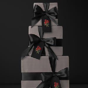 Houndstooth Gift Wrap Paper Vintage Wrapping Paper Black and White Plaid Gift Wrap College Gift for Her Decorative Paper Wrapping Supplies