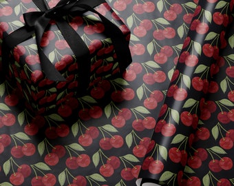 Cherry Wrapping Paper Red Gift Wrap Fruit Birthday Theme Bachelorette Party Idea Romantic Gift for Her Scrapbook Paper Gift Package for Her