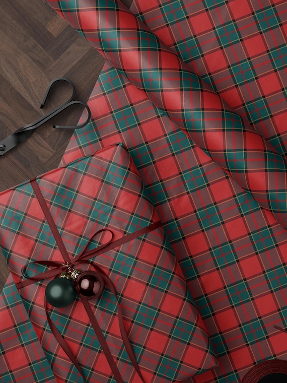Christmas Plaid Wrapping Paper Nostalgic Christmas Gift Wrap Red and Green Paper Festive Decor Holiday Wrapping Paper Christmas Party Gift
