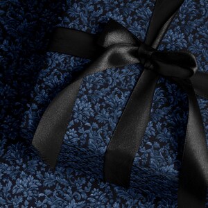 Sapphire Blue Wrapping Paper Blue Floral Gift Wrap Moody Flower Design Gift Wrap for Wedding Wrapping Paper Bridal Shower Gift for Bride