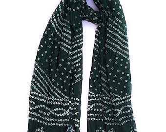Bandhani dupatta en soie fait main : écharpe tie-dye du Rajasthan