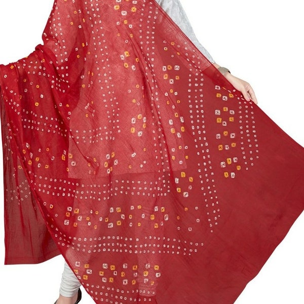 Rajasthani Cotton Solid Color Bandhani Dupatta Scarve/ Cotton Bandhani Bandhej Dupatta/ Tie Dye Scarve /Boho Bandhani Stole /Wedding Dupatta