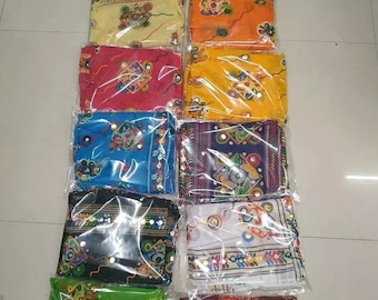 Phulkari Kantha Mirror Foli Work Cotton Dupatta