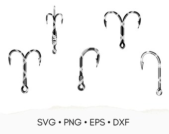 5 Fishing Hook SVG Bundle – Digital Hook Cut Files for Cricut, Silhouette, & DIY Crafts – Instant Download