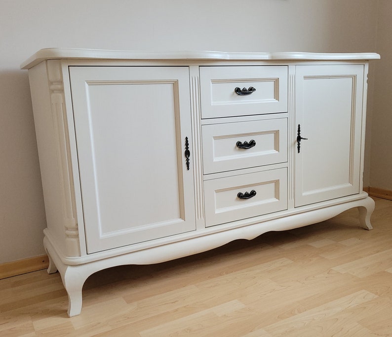Chippendale style chest of drawers sideboard cabinet with 3 drawers and 2 doors 158 cm wide country house style image 6