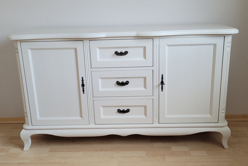 Chippendale style chest of drawers sideboard cabinet with 3 drawers and 2 doors 158 cm wide country house style image 4