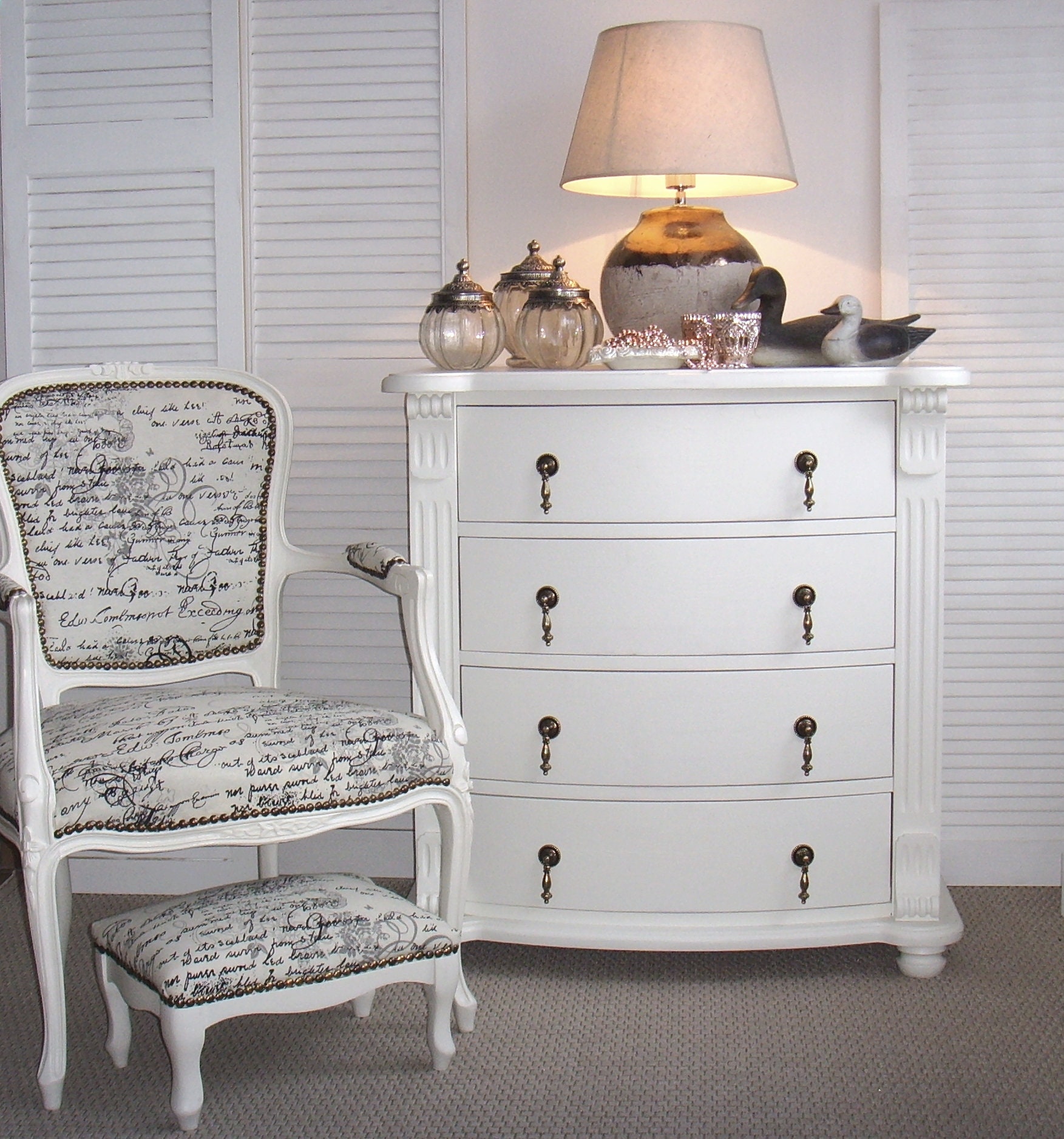 Kommode Schubladenkommode Schrank mit Schubladen weiss Vintage