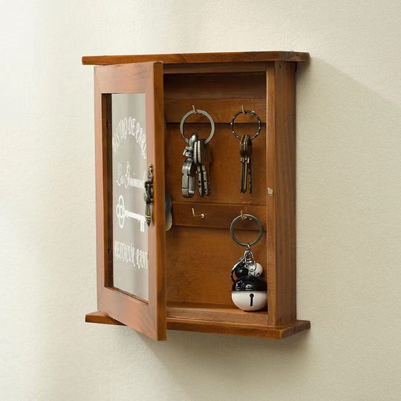 Vintage Wooden Key Box Wooden Wall Mounted Mail Rack With 6 Key