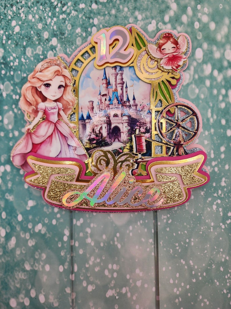 Customizable Pink Sleeping Beauty Cake Topper - Perfect for Children's ...
