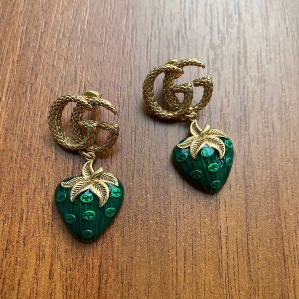 Rare Vinatge Green Gucci Drop Earrings made in Italy