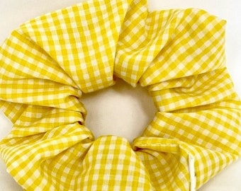 Yellow Gingham Scrunchie | Hair Elastics | Hair Ties | Hair Bracelets | Gifts for Her