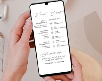 Modern Welcome Letter Timeline Template Minimalist Wedding Order of Events Wedding Itinerary Instant Download Printable Welcome Letter MN04