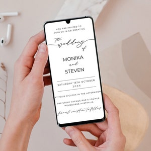 Modern Wedding Evite Minimalist Electronic Text Invite Digital Wedding Invite 2025 Script Wedding Invitation Calligraphy iphone invite MN04