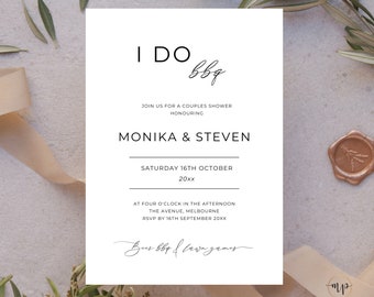 I Do BBQ Invitation Template Couples Shower Invite Engagement Barbeque Minimalist Evite Electronic Rehearsal Invite Digital Text MN04