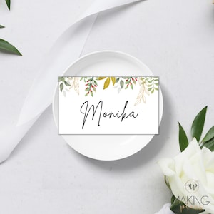 Christmas Place Card Template, Christmas Party Place Names, Personalised Place Card, Holiday Seating Card, Name Card, Instant Download CH006