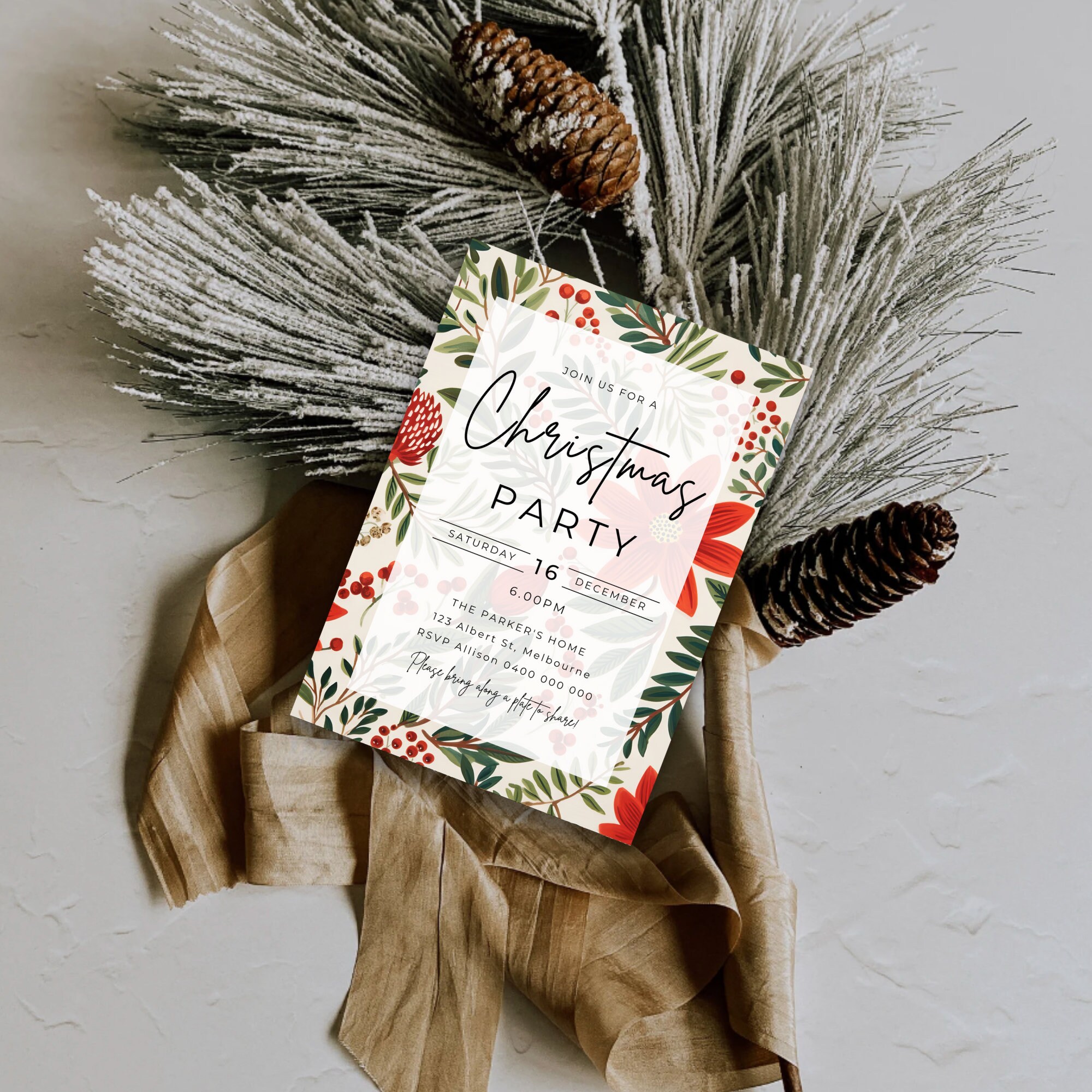 Editable Christmas Party Invitation Holiday Staff Party Invite for ...