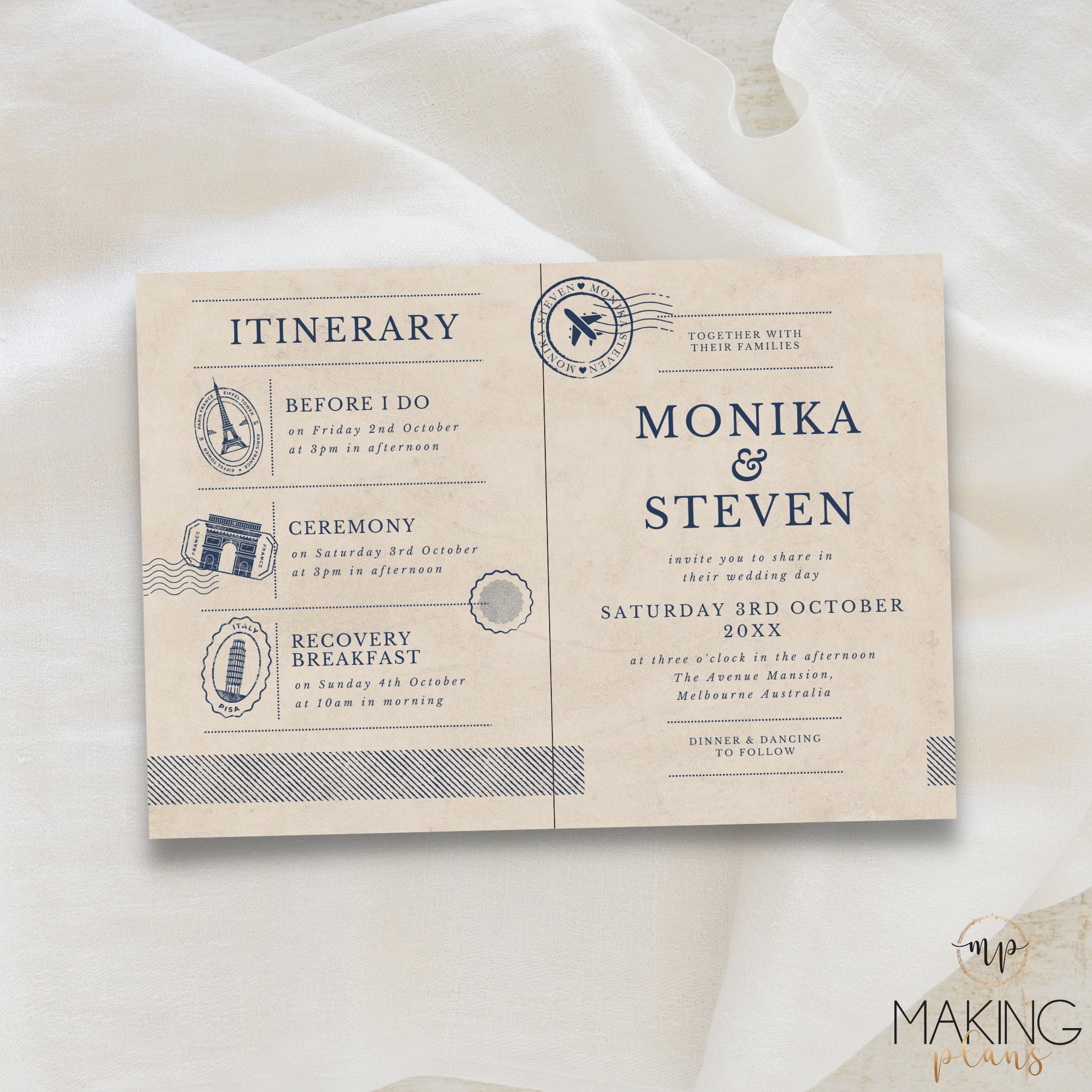 Passport Wedding Invitation Template Printable Wedding Invite - Etsy