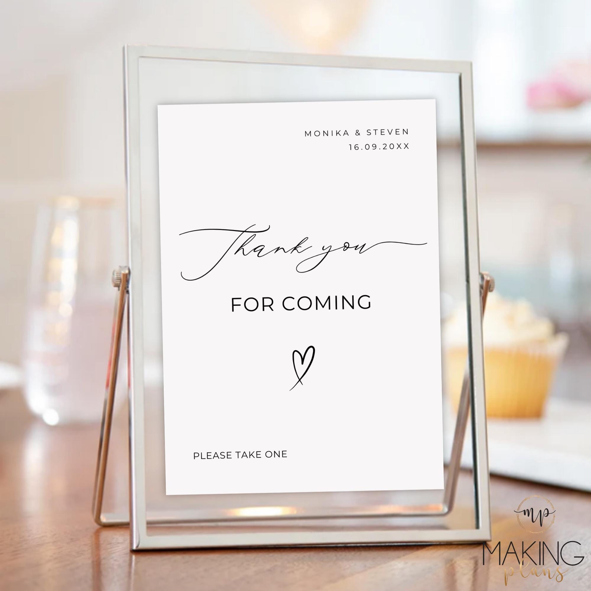 Thanks Sign Script Thank You Sign Template Elegant Script Wedding Reception Signage ...