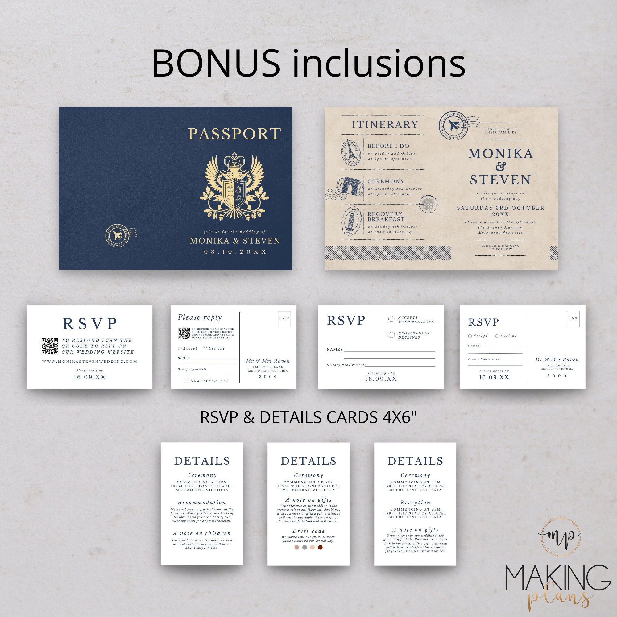 Passport Wedding Invitation Template Printable Wedding Invite - Etsy