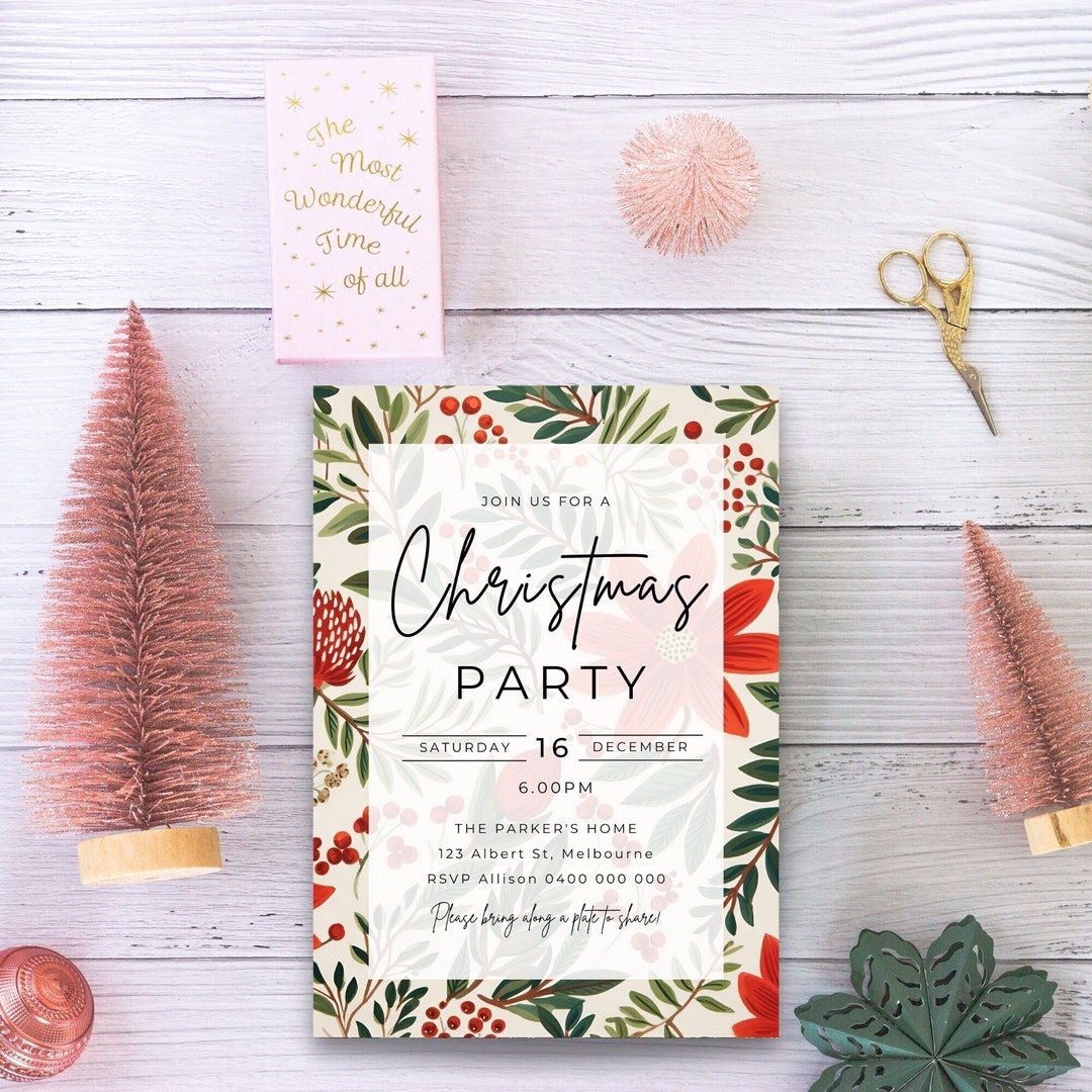 Editable Christmas Party Invitation Holiday Staff Party Invite for ...