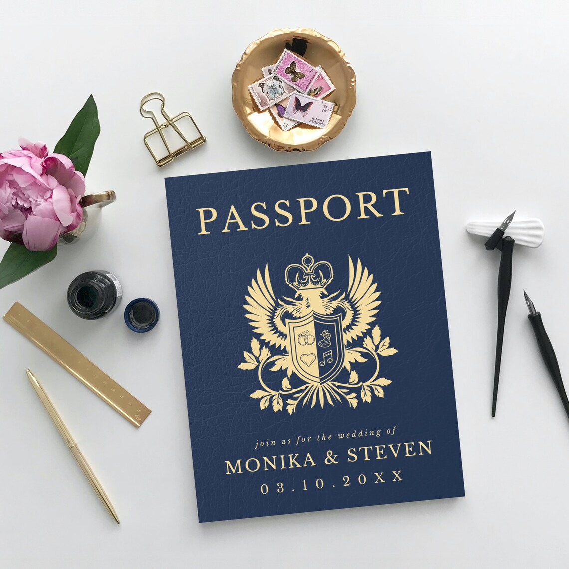 Passport Wedding Invitation Template Printable Wedding Invite - Etsy
