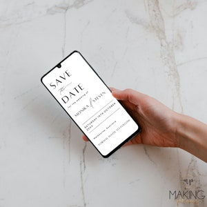 Save the Date Electronic Invitation Template Text Invite Instant Download Save the Date Card Modern Minimalist Save Date Canva Template MN02