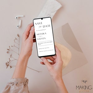 Save the Date Electronic Invitation Template, Text Invite, Instant Download, Save the Date Card, Modern Minimalist, Digital Invite Card MN02