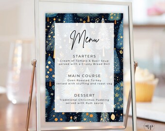 Christmas Menu Card for Christmas Lunch Menu Template Printable Christmas Dinner Menu with Greenery Holiday Menu Instant Download CH014