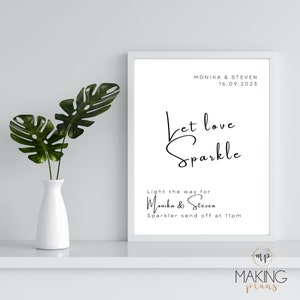 Sparkler Send Off Sign, Light Em Up Card, Let love glow, Let Love Sparkle, Let love shine, minimalistisch bruiloftsteken, aangepast teken - MPMN001