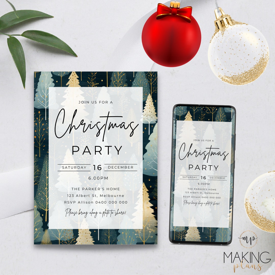 Editable Christmas Party Invitation Holiday Staff Party Invite - Etsy