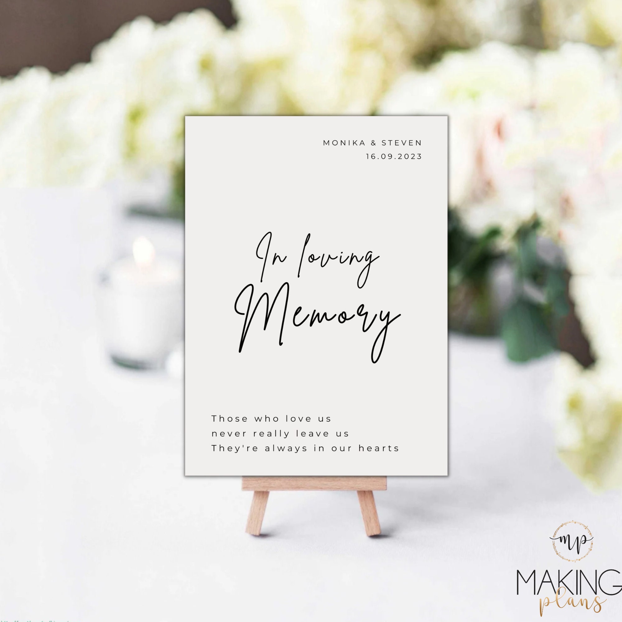 In Loving Memory Sign in Memory Sign for Funeral in Memory Etsy Australia